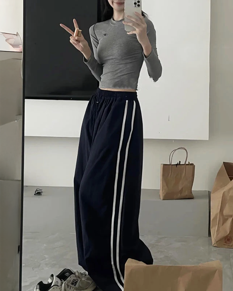 OFFSEAL Y2K Wide Leg Striped Joggers