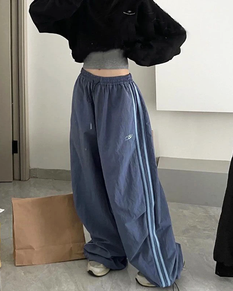 OFFSEAL Y2K Wide Leg Striped Joggers