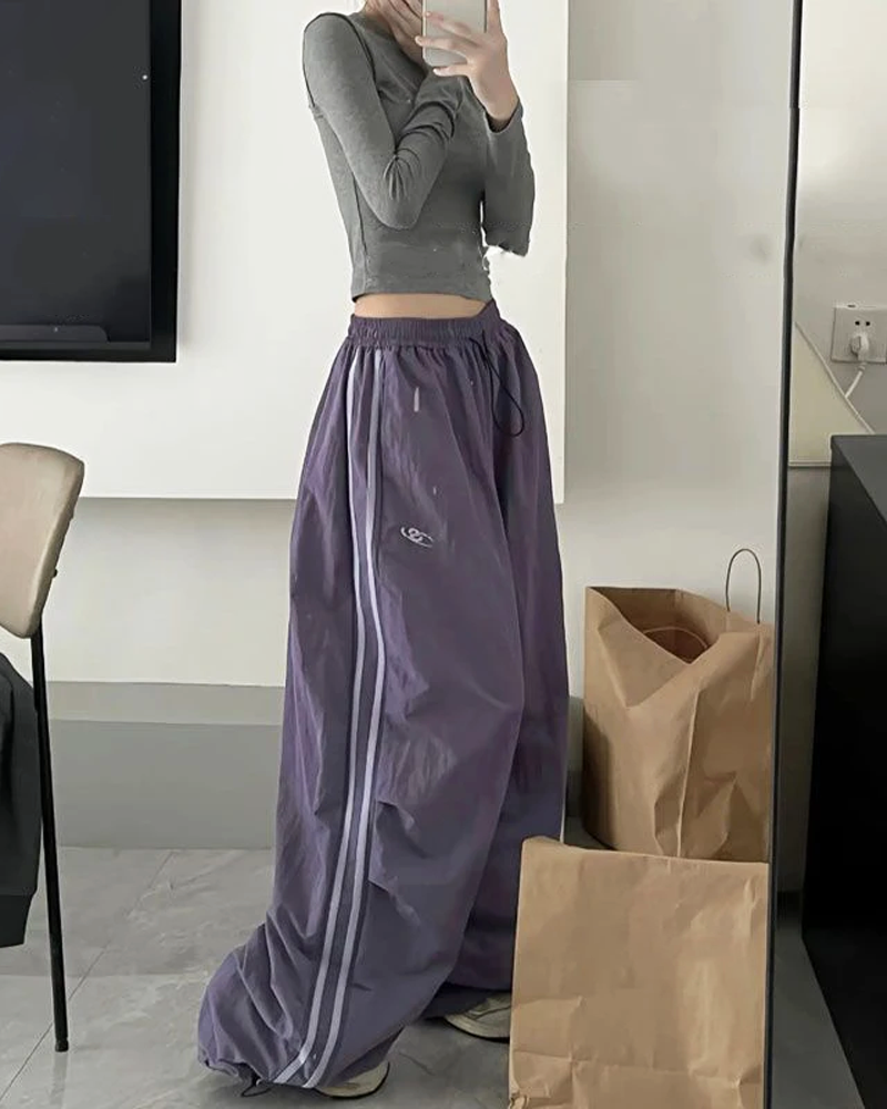 OFFSEAL Y2K Wide Leg Striped Joggers