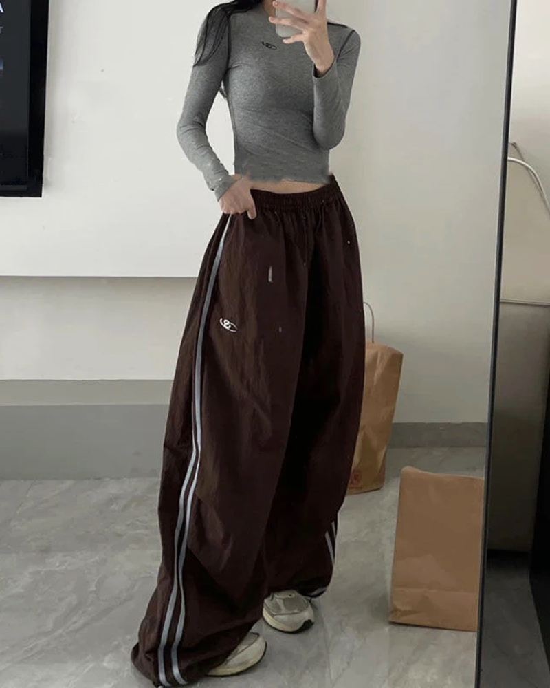 OFFSEAL Y2K Wide Leg Striped Joggers