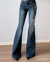 OFFSEAL Women's Floral Embroidered Jeans