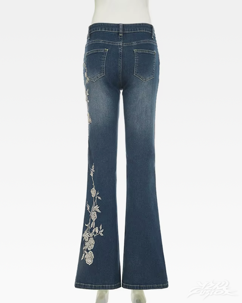 OFFSEAL Women's Floral Embroidered Jeans