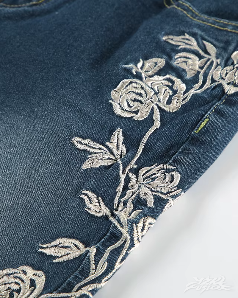 OFFSEAL Women's Floral Embroidered Jeans