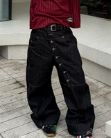 OFFSEAL Y2K Asymmetrical Button Jeans