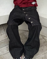 OFFSEAL Y2K Asymmetrical Button Jeans