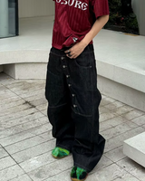 OFFSEAL Y2K Asymmetrical Button Jeans