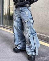 OFFSEAL Y2K Baggy Blue Cargo Jeans