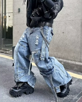 OFFSEAL Y2K Baggy Blue Cargo Jeans