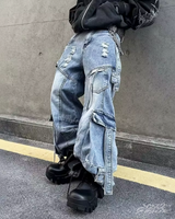 OFFSEAL Y2K Baggy Blue Cargo Jeans