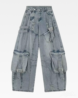 OFFSEAL Y2K Baggy Blue Cargo Jeans
