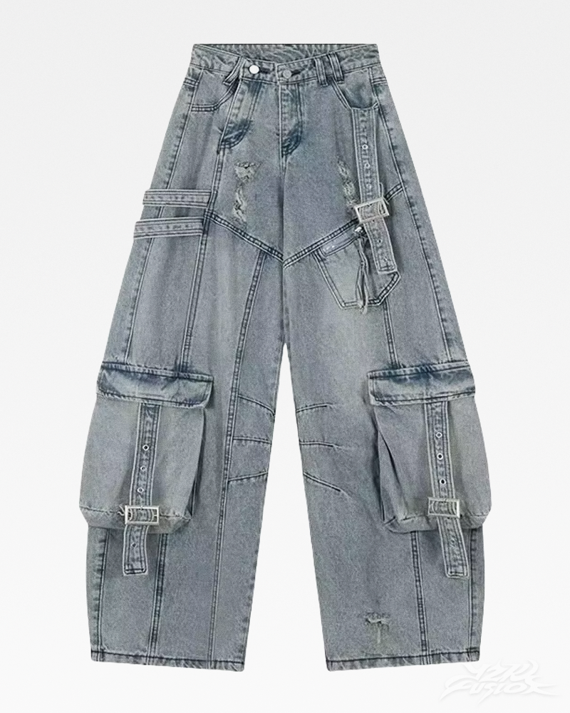OFFSEAL Y2K Baggy Blue Cargo Jeans