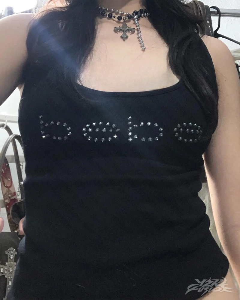 OFFSEAL Y2K Bebe Rhinestone Top