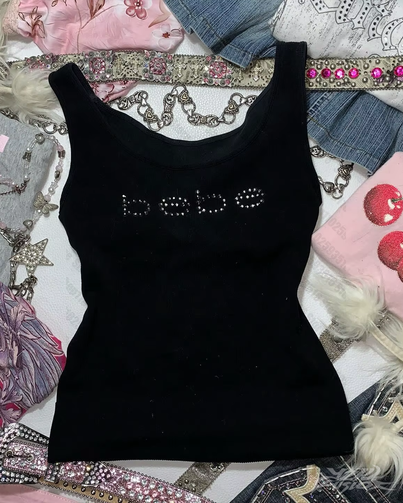 OFFSEAL Y2K Bebe Rhinestone Top