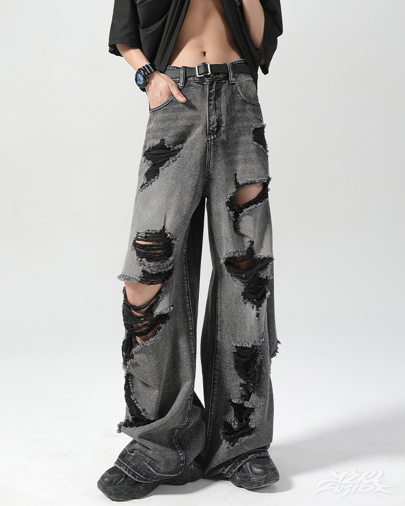 OFFSEAL Y2K Black Ripped Jeans