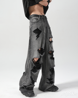 OFFSEAL Y2K Black Ripped Jeans