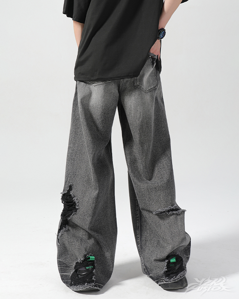 OFFSEAL Y2K Black Ripped Jeans
