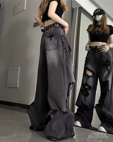 OFFSEAL Y2K Black Ripped Jeans