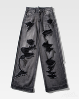 OFFSEAL Y2K Black Ripped Jeans