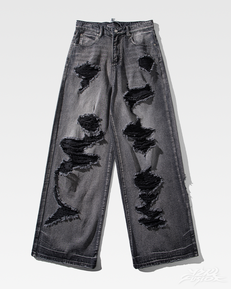 OFFSEAL Y2K Black Ripped Jeans