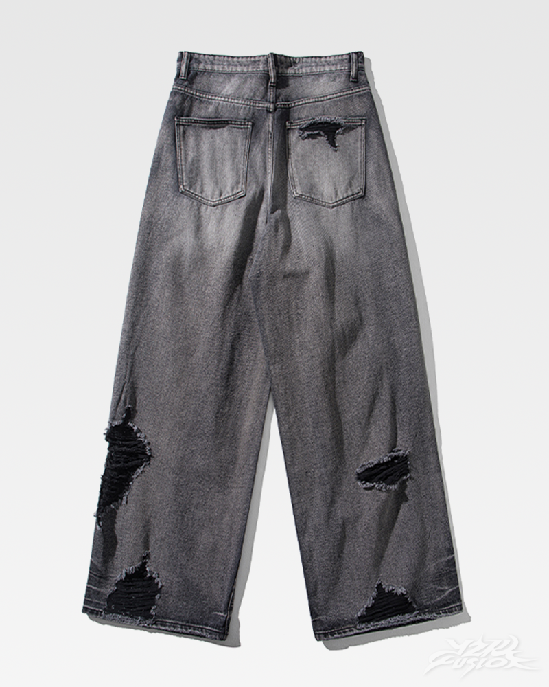 OFFSEAL Y2K Black Ripped Jeans