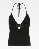 OFFSEAL Y2K Buckle Halter Top
