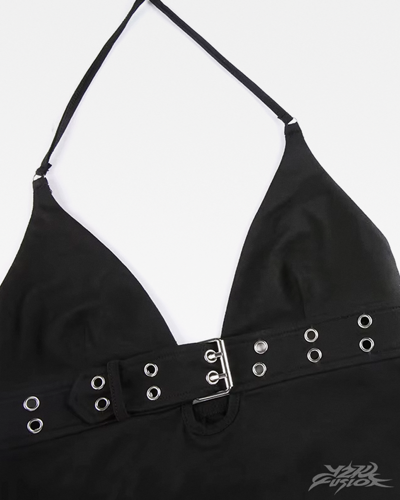 OFFSEAL Y2K Buckle Halter Top