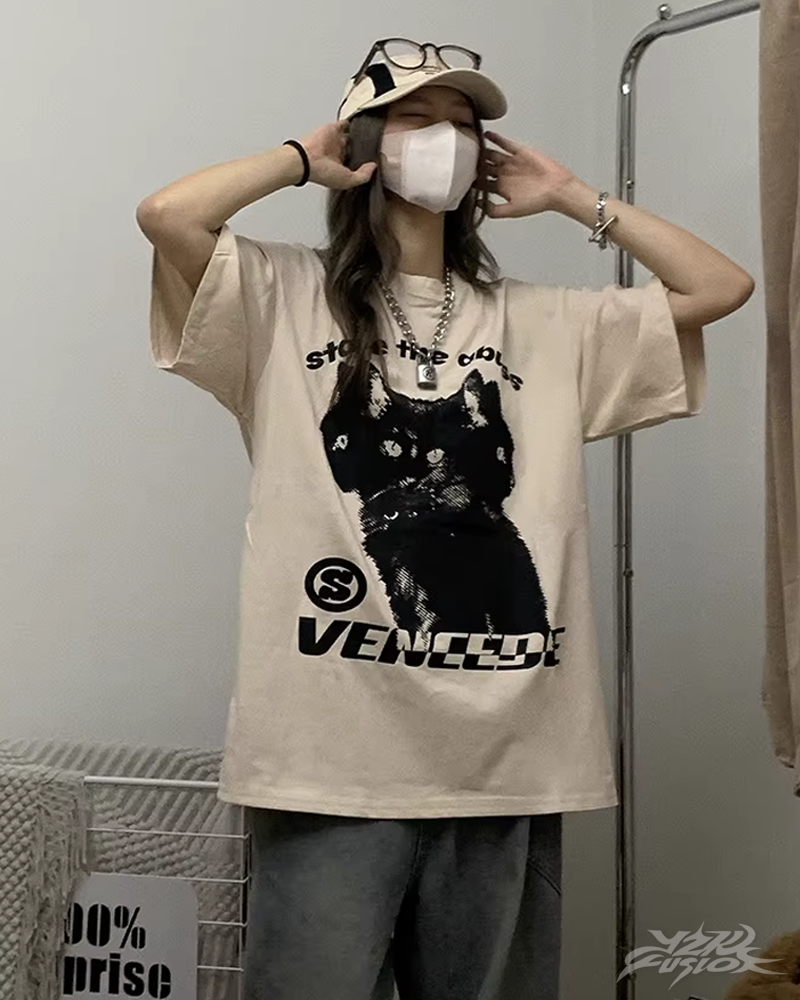 OFFSEAL Y2K Cat Shirt