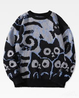 OFFSEAL Y2K Cat Graphic Knit Sweater