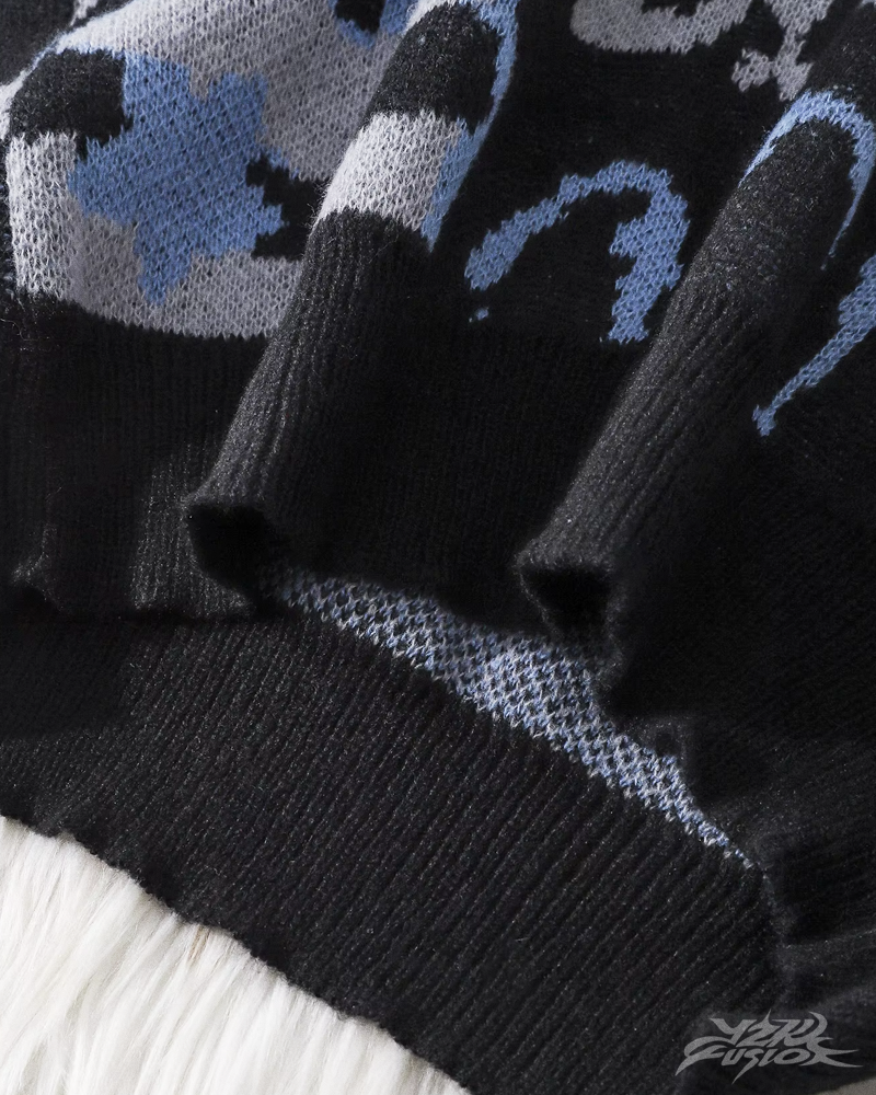 OFFSEAL Y2K Cat Graphic Knit Sweater