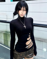 OFFSEAL Y2K Cut Out Turtleneck Top