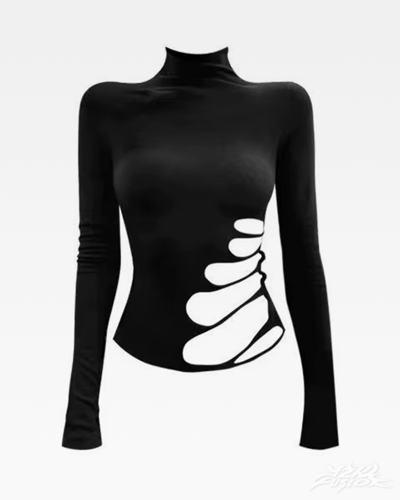OFFSEAL Y2K Cut Out Turtleneck Top
