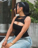 OFFSEAL Y2K Denim Cutout Top