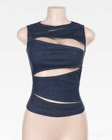 OFFSEAL Y2K Denim Cutout Top