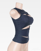 OFFSEAL Y2K Denim Cutout Top
