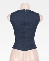 OFFSEAL Y2K Denim Cutout Top
