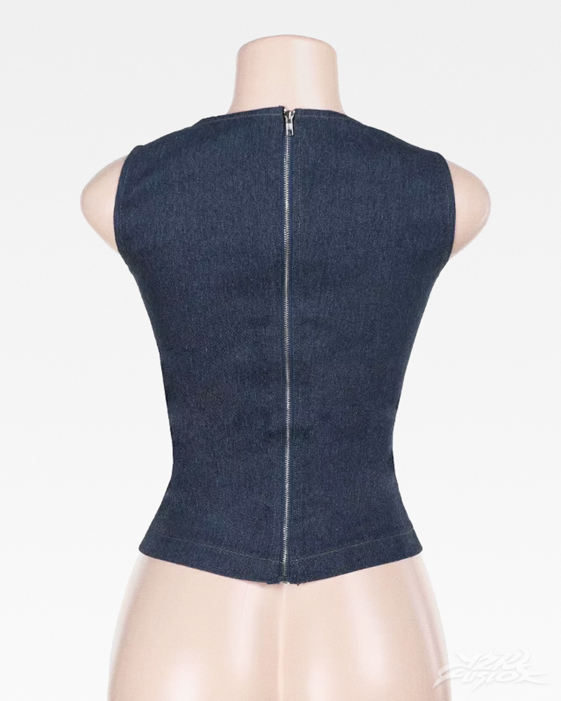 OFFSEAL Y2K Denim Cutout Top