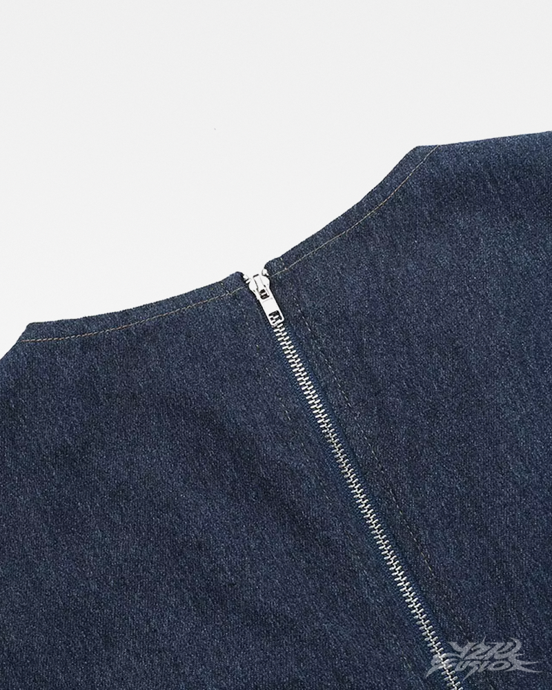 OFFSEAL Y2K Denim Cutout Top