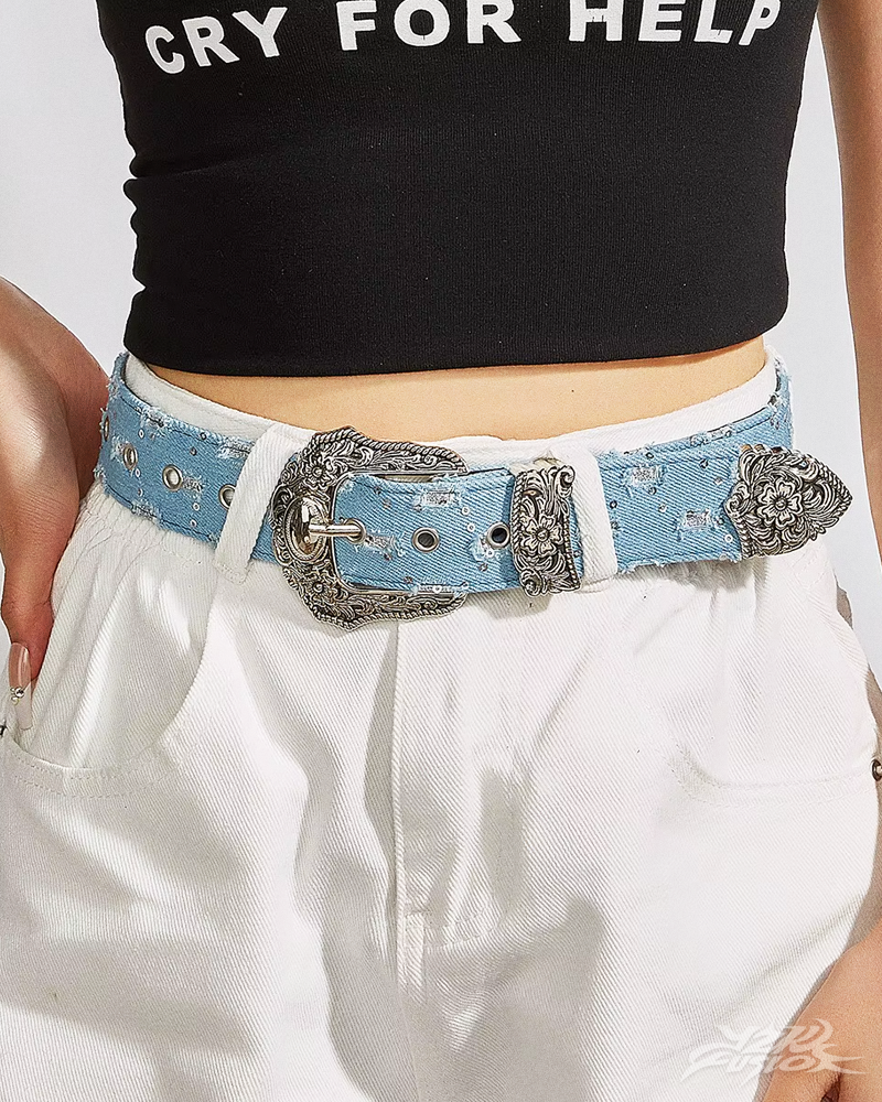 OFFSEAL Y2K Denim Western Belt