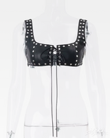 OFFSEAL Y2K Faux Leather Bra Top