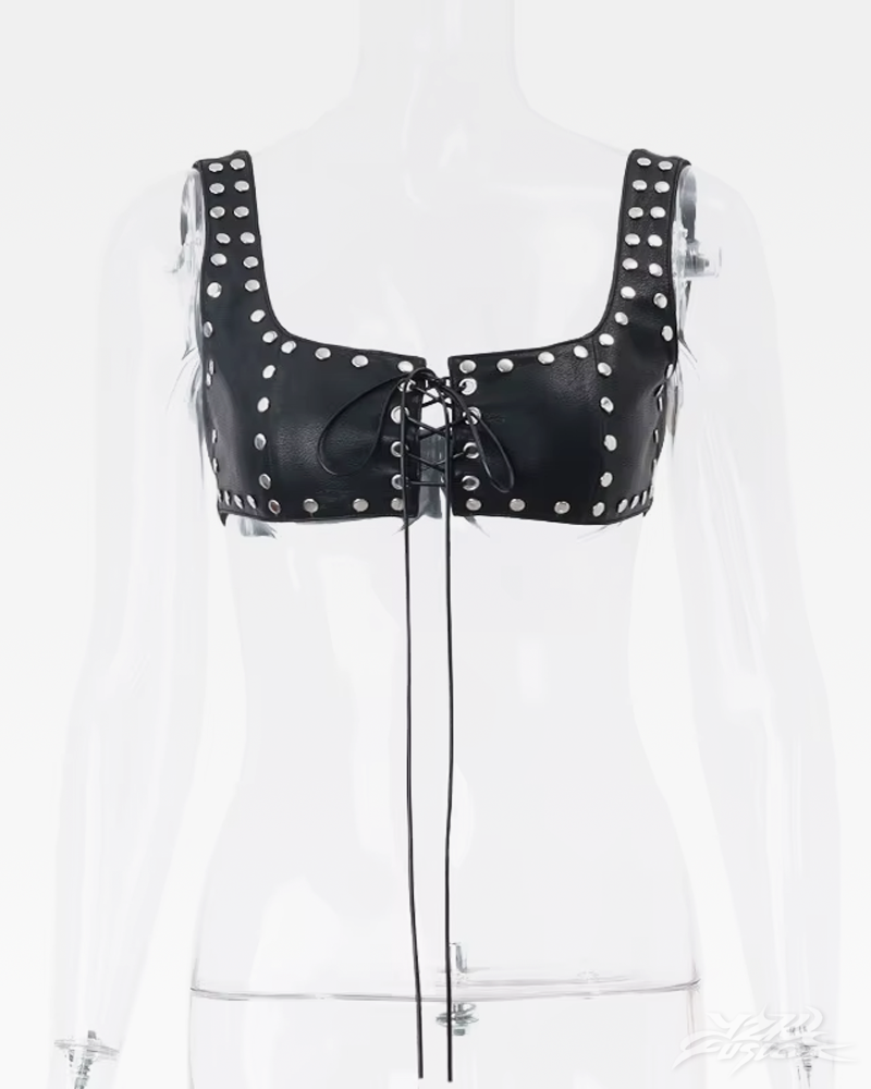 OFFSEAL Y2K Faux Leather Bra Top