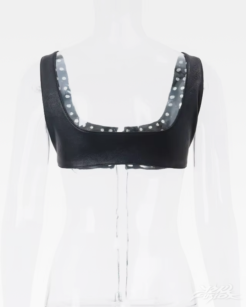 OFFSEAL Y2K Faux Leather Bra Top