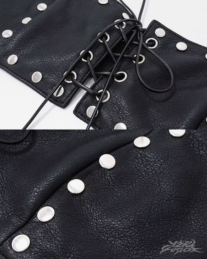OFFSEAL Y2K Faux Leather Bra Top
