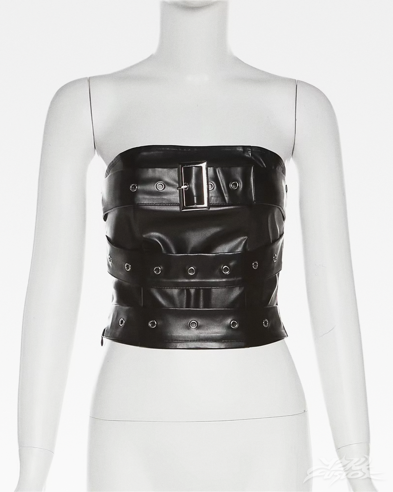OFFSEAL Y2K Faux Leather Tube Top