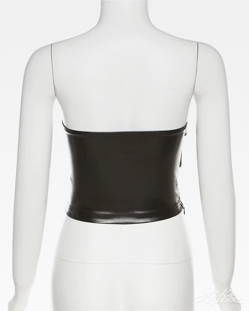 OFFSEAL Y2K Faux Leather Tube Top