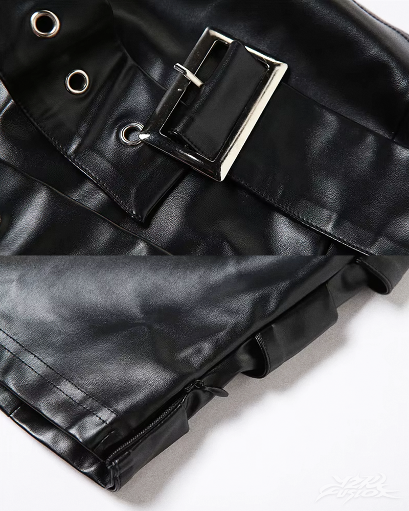 OFFSEAL Y2K Faux Leather Tube Top