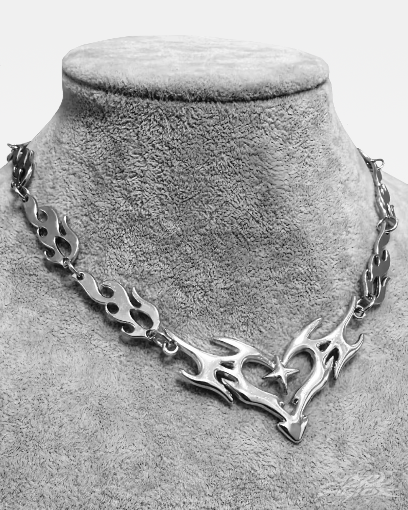 OFFSEAL Y2K Flame Heart Necklace