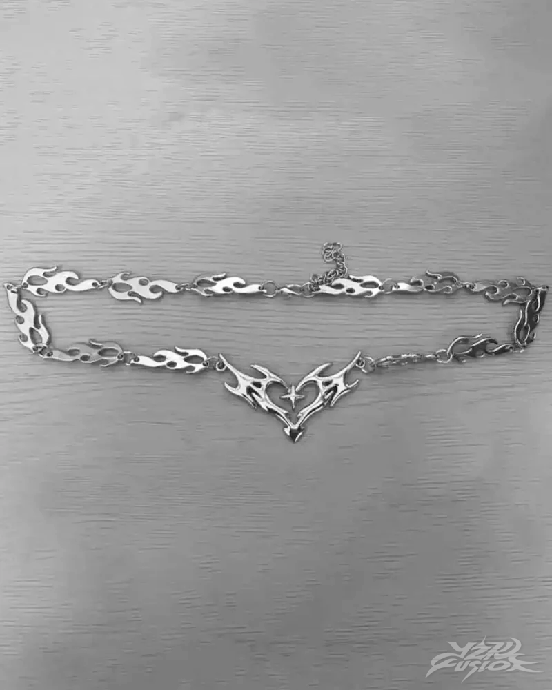 OFFSEAL Y2K Flame Heart Necklace