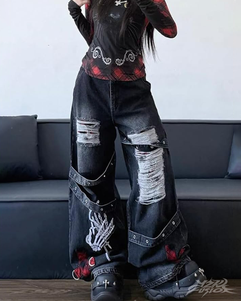 OFFSEAL Y2K Grunge Baggy Jeans
