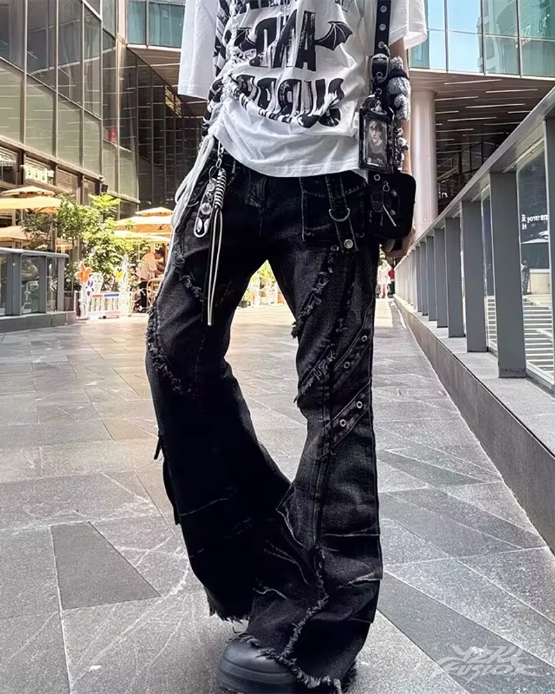 OFFSEAL Y2K Grunge Flare Jeans