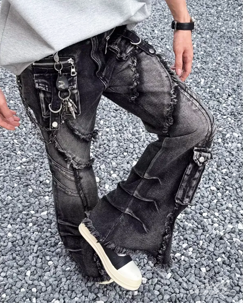 OFFSEAL Y2K Grunge Flare Jeans